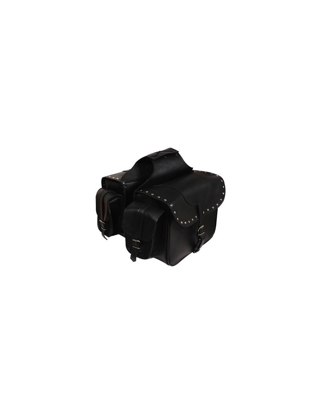 Alforjas moto custom de cuero sintetico Color negro SD-9194