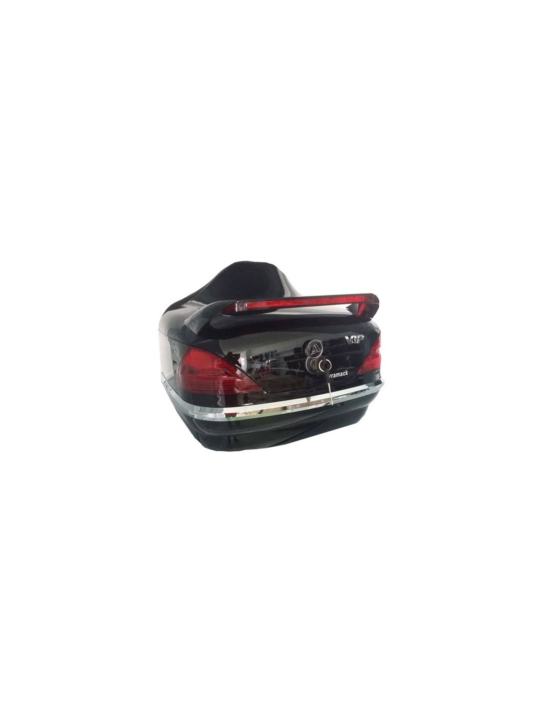 Color negro brillo Baul rigido para moto custom de 40 litros de capacidad Capacidad para un casco. con pilotos y respaldo